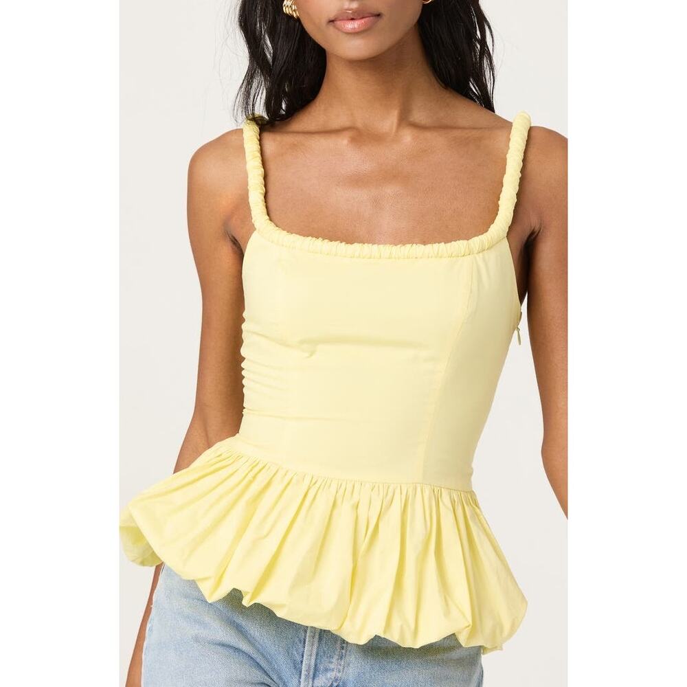 AFRM Yellow Bubble Peplum Cotton Camisole Medium